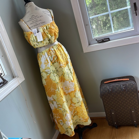 Faithful The Brand NWT El Rio Cut-Out Yellow Floral Linen Maxi Dress 10 - Picture 14 of 14